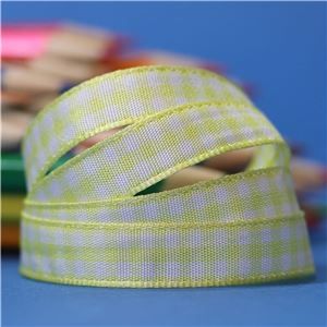 10mm Gingham Ribbon- Lemon